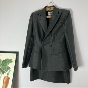 Richard Tyler Couture gray skirt suit set size 6